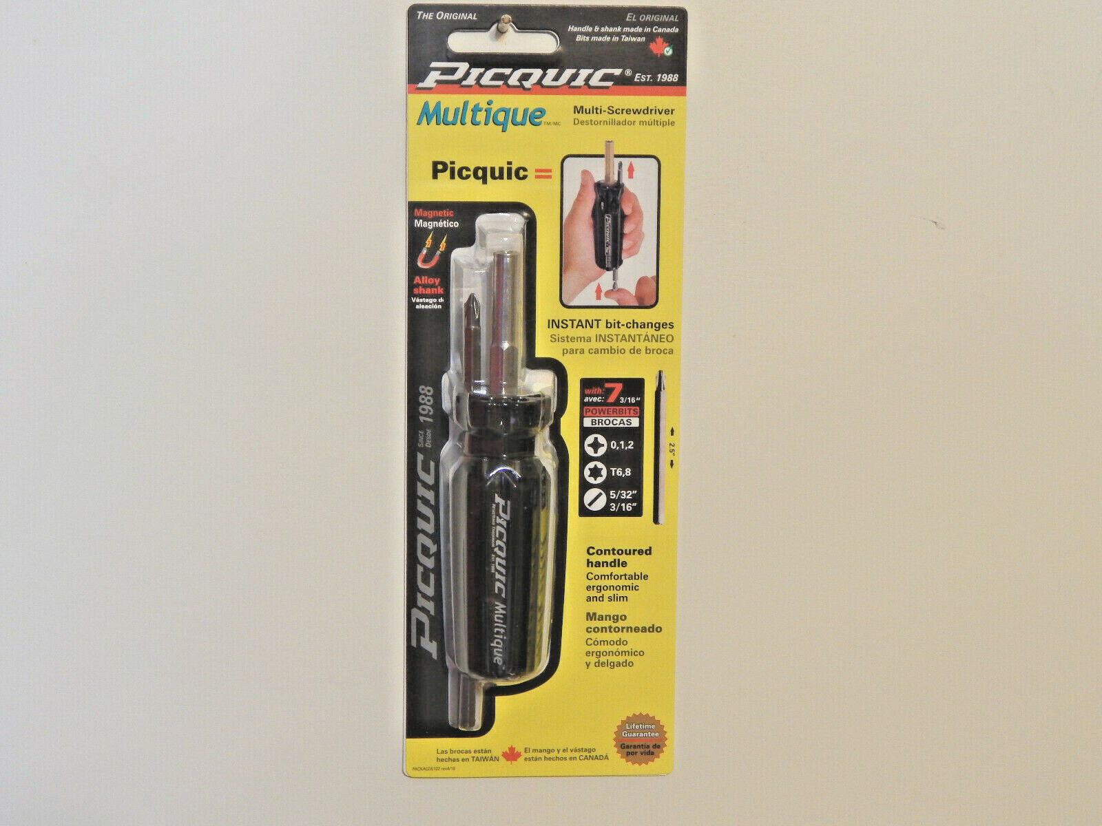 PICQUIC MULTIQUE – Slim Handle Multi-Bit Driver w/ 7 Bits – Black