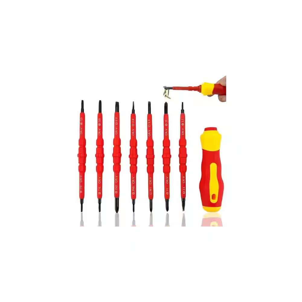 14 In. Shank 40 Bit Red Insulated Magnetic Screwdriver Set Multifunctional Inter