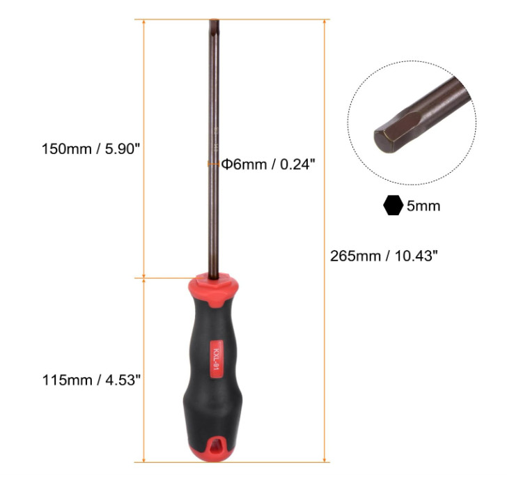 5mm Hex Screwdriver Magnetic Allen Key Driver Metric Long Shaft RC Car Furniture
