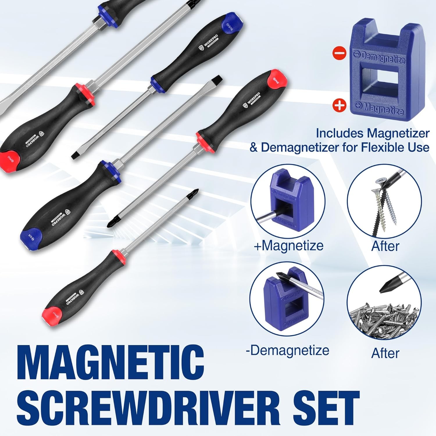 WORKPRO 11PCS Precision Magnetic Screwdriver Set Slotted Phillips Torx CRV Steel