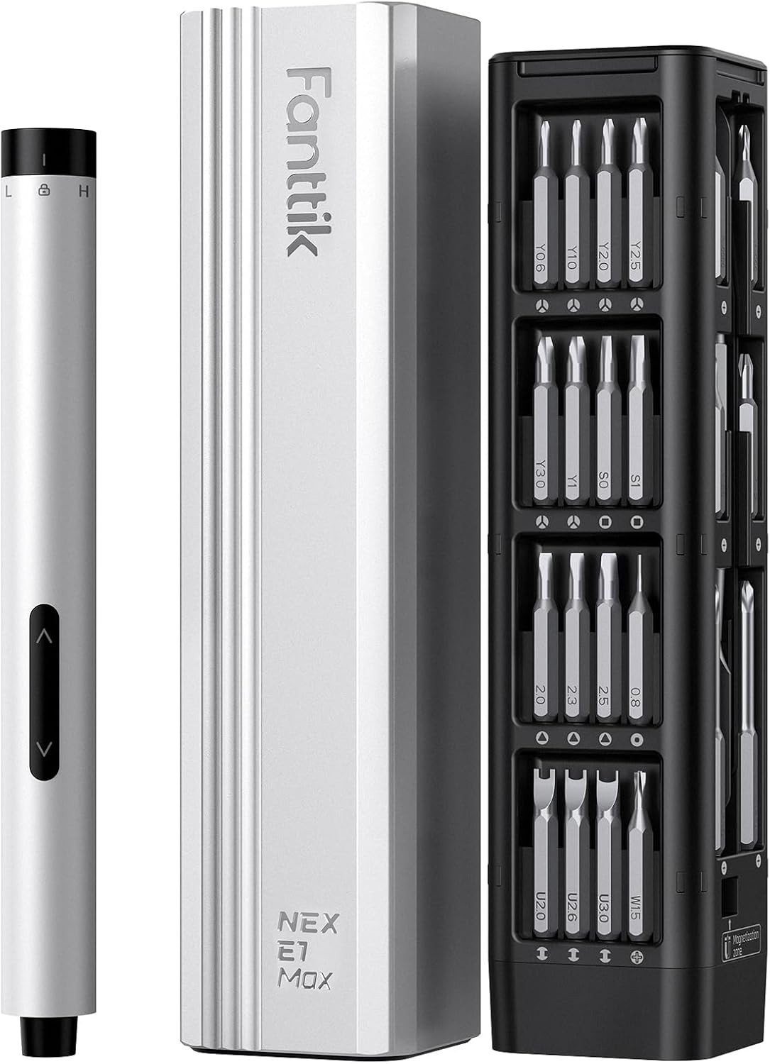 Silver Electric Precision Screwdriver with Rechargeable Battery & Magnetic Case