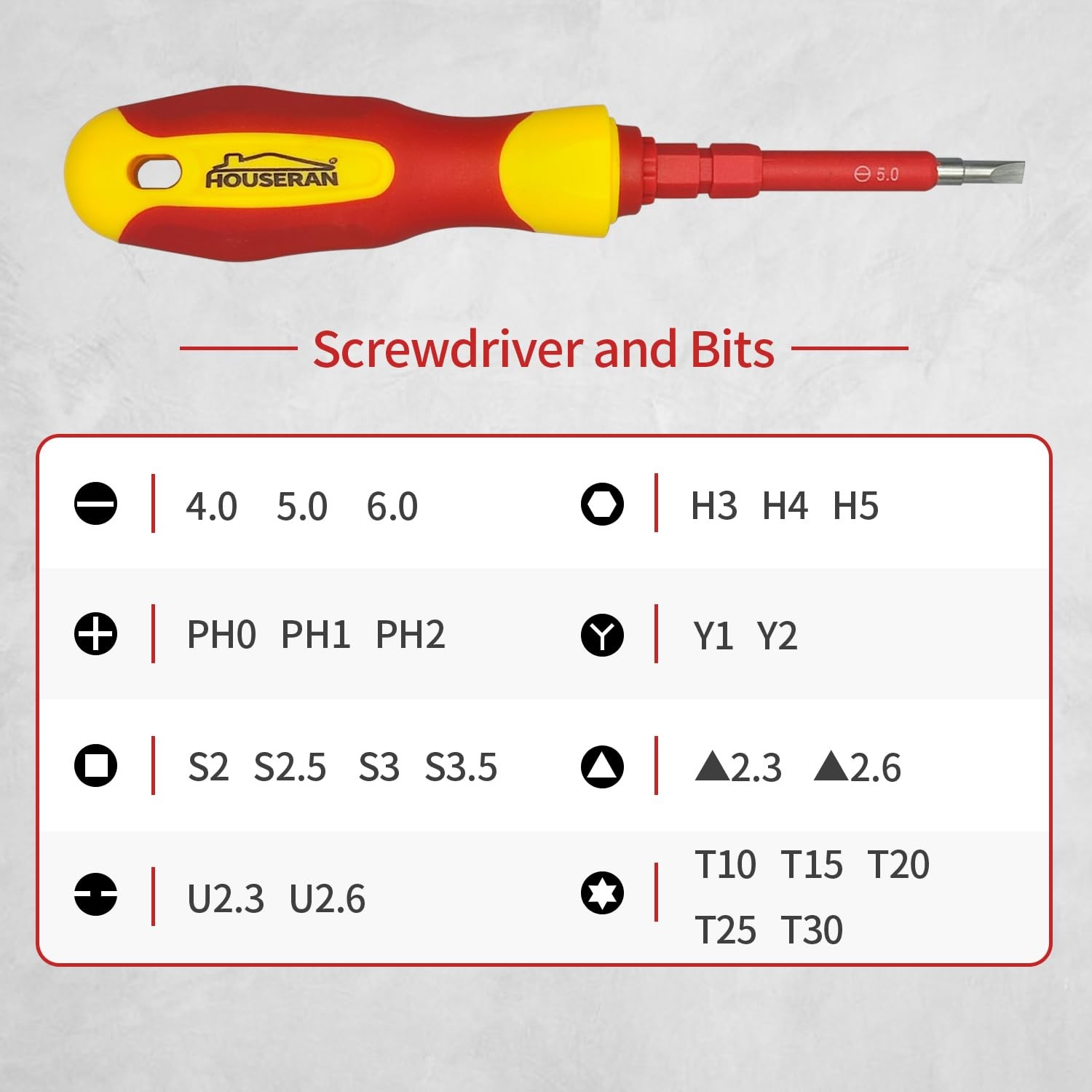 HOUSERAN 26pc Insulated Screwdriver Set 1000V Magnetic Electrician Tool Kit