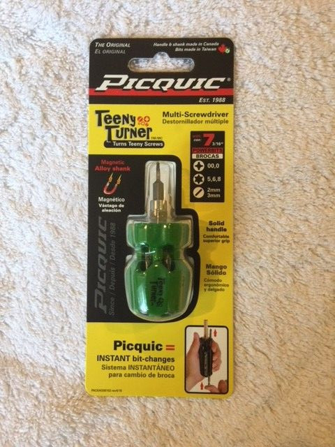 PICQUIC TEENY TURNER Screwdriver Small, Multi Bit, 7 Bits 1″ long – Gecko Green