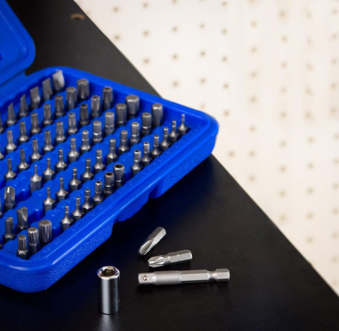 Juego 100 Piezas Puntas Seguridad Cr-V 1/4” Multi Tipo Torx Hex Pozi Alta Resis