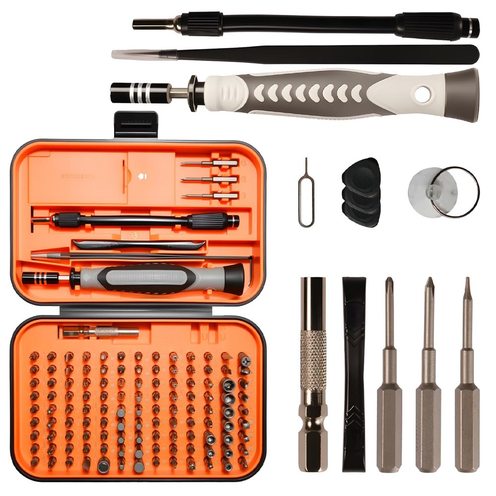 130PCS Precision Screwdriver Set Repair Tool Kit with 117 S2 Steel Bits Case