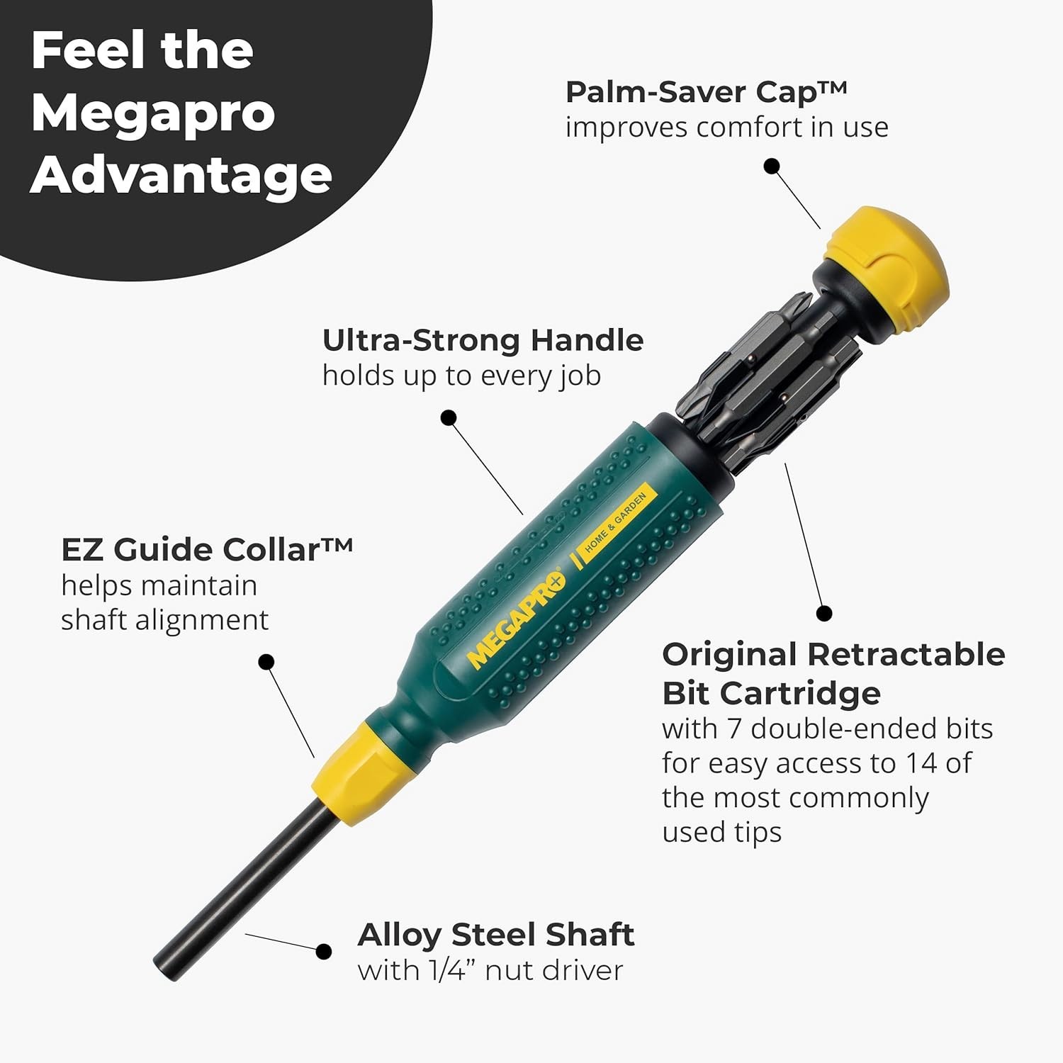 Megapro 15 in 1 Home and Garden Original Multi Bit Screwdriver Green, Yellow
