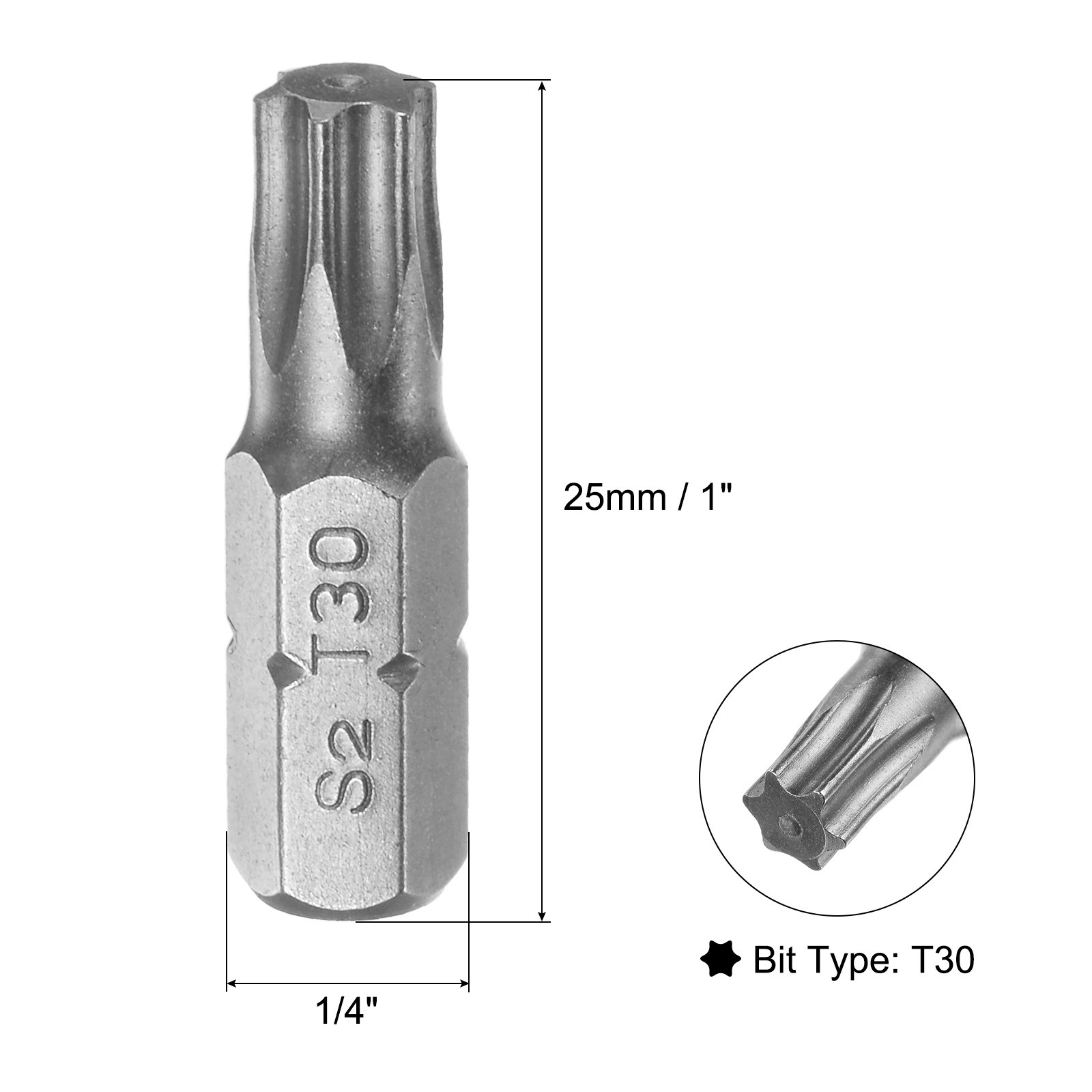 Torx Bits 1/4″ Magnetic Screwdriver T30 Screw Driver Bit S2 Alloy Steel 25pcs