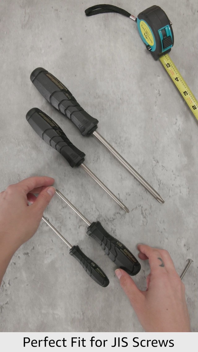 Screwdriver Set 4 Piece Cross Point JIS Ergonomic Magnetic Tip Soft Grip Cr-V