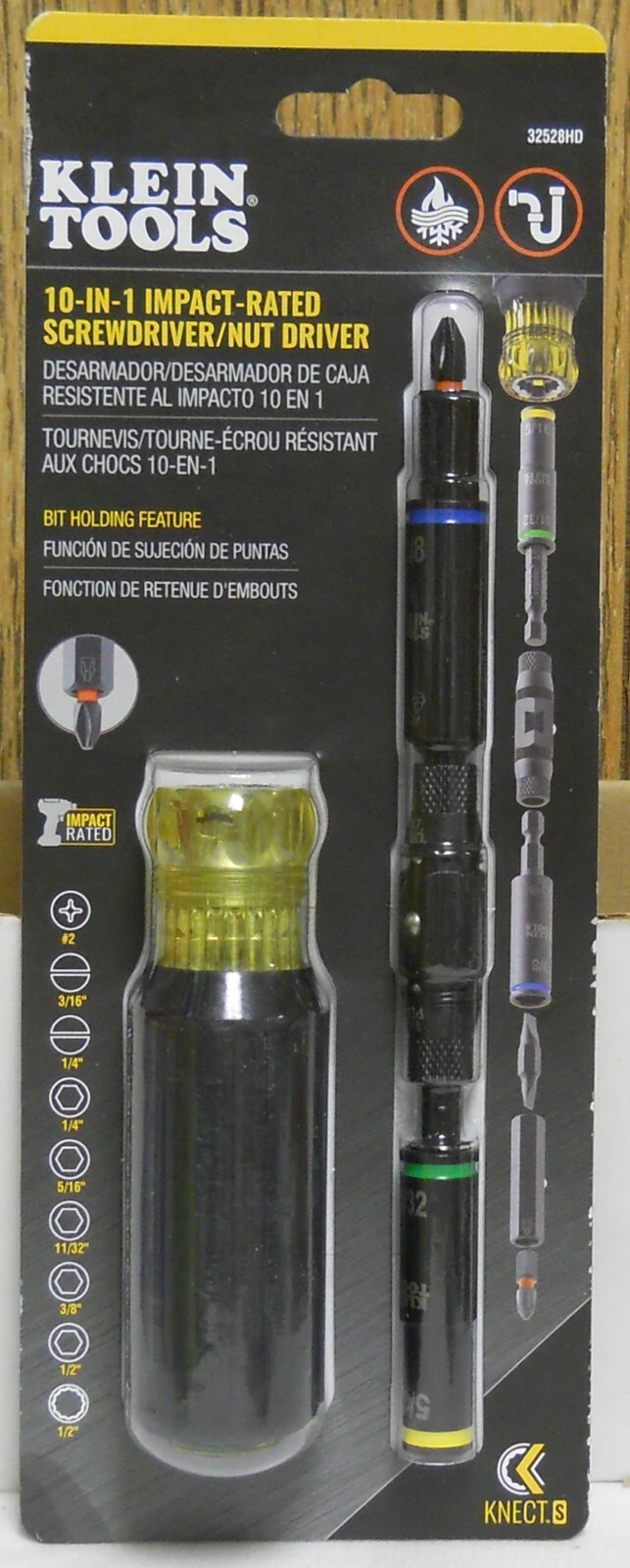 Klein Tools KNECT 32528HD 10-In-1 Impact Screwdriver/Nut Driver Set With Handle