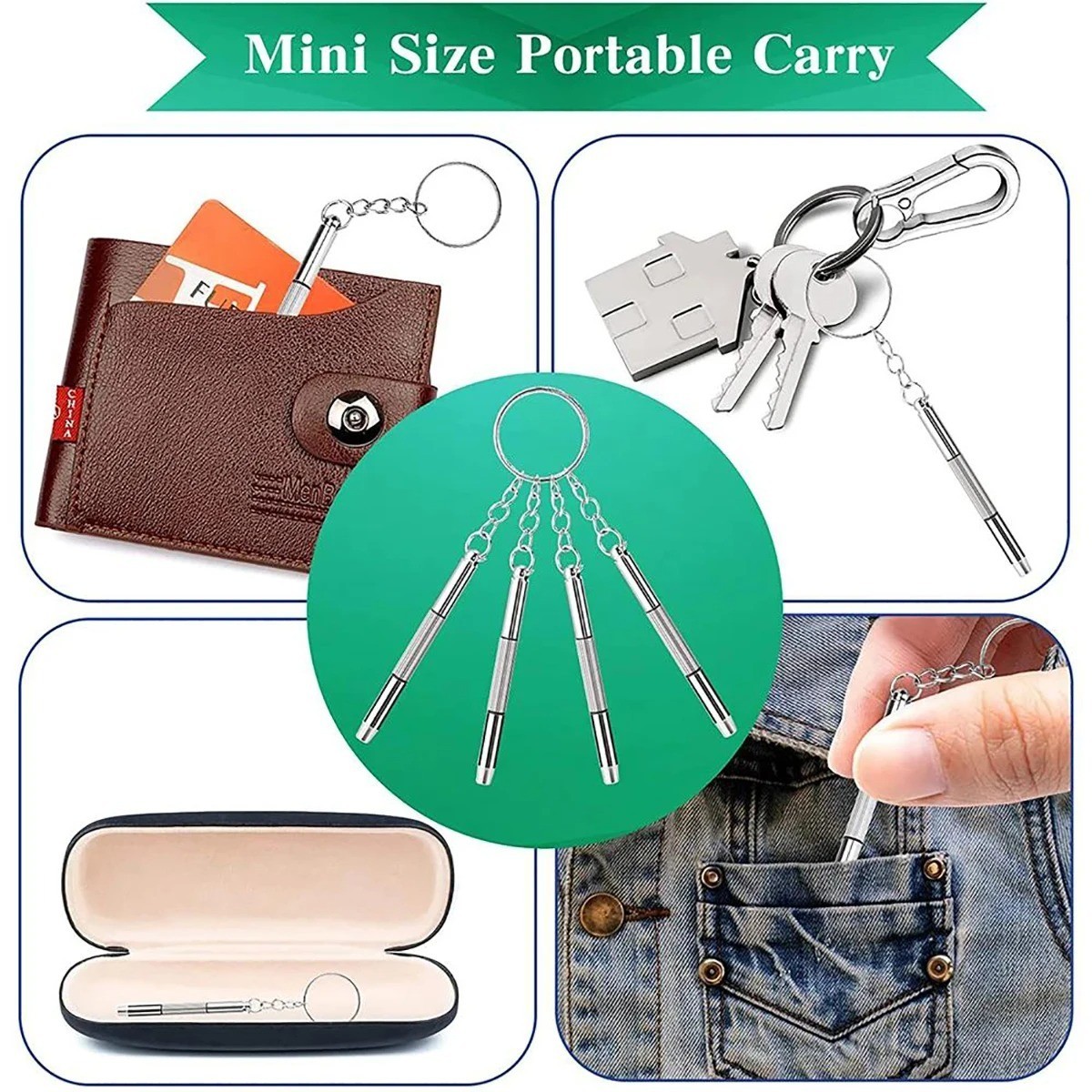 Mini 3-in-1 Glasses Screwdriver Set Spectacle Watch Sunglass Repair Kit Keychain