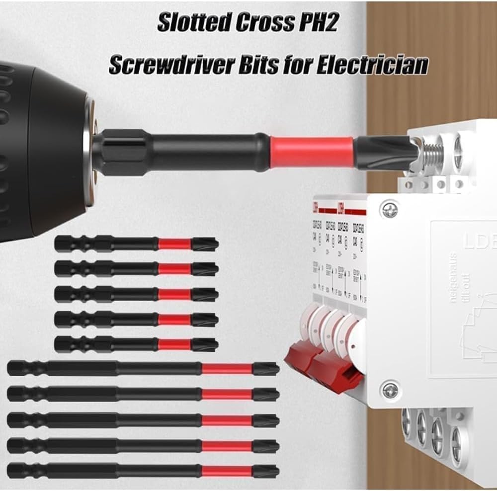 10pc FPH2 Impact Screwdriver Bit Set S2 Steel Magnetic Hex Shank for Electrician