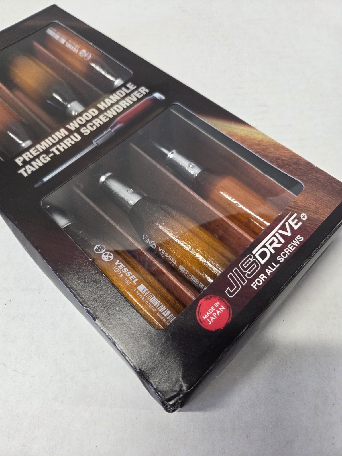 VESSEL 100 Phillips flat screwdriver 6-piece set Tang Thru JIS wood handle Japan