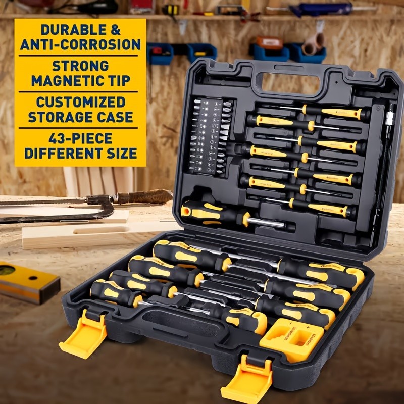 43 pcs magnetic screwdriver set with magnetizing and demagnetizing tools – inter