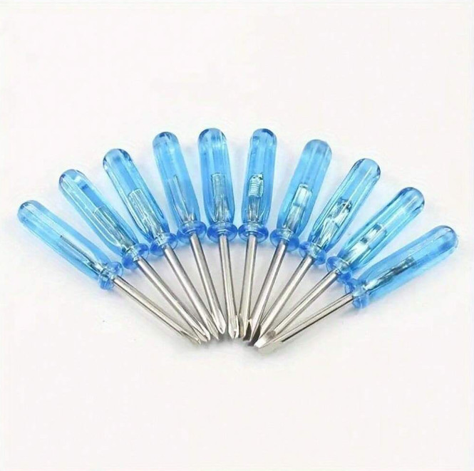 10pcs Mini Precision Screwdriver Set – 2mm Cross & Flat Head Repair Tools
