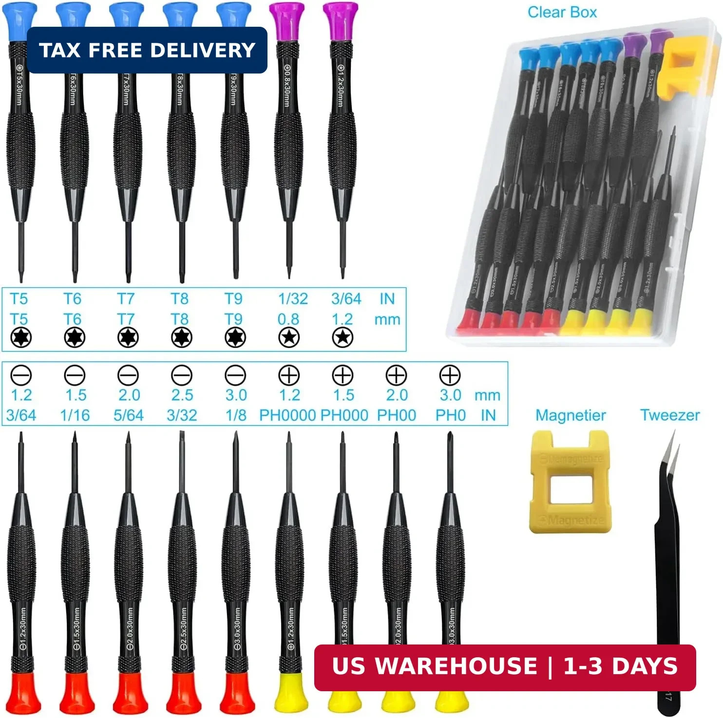18PCS Mini Precision Screwdriver Set With Case, Lengnoyp Magnetic Small Flathead