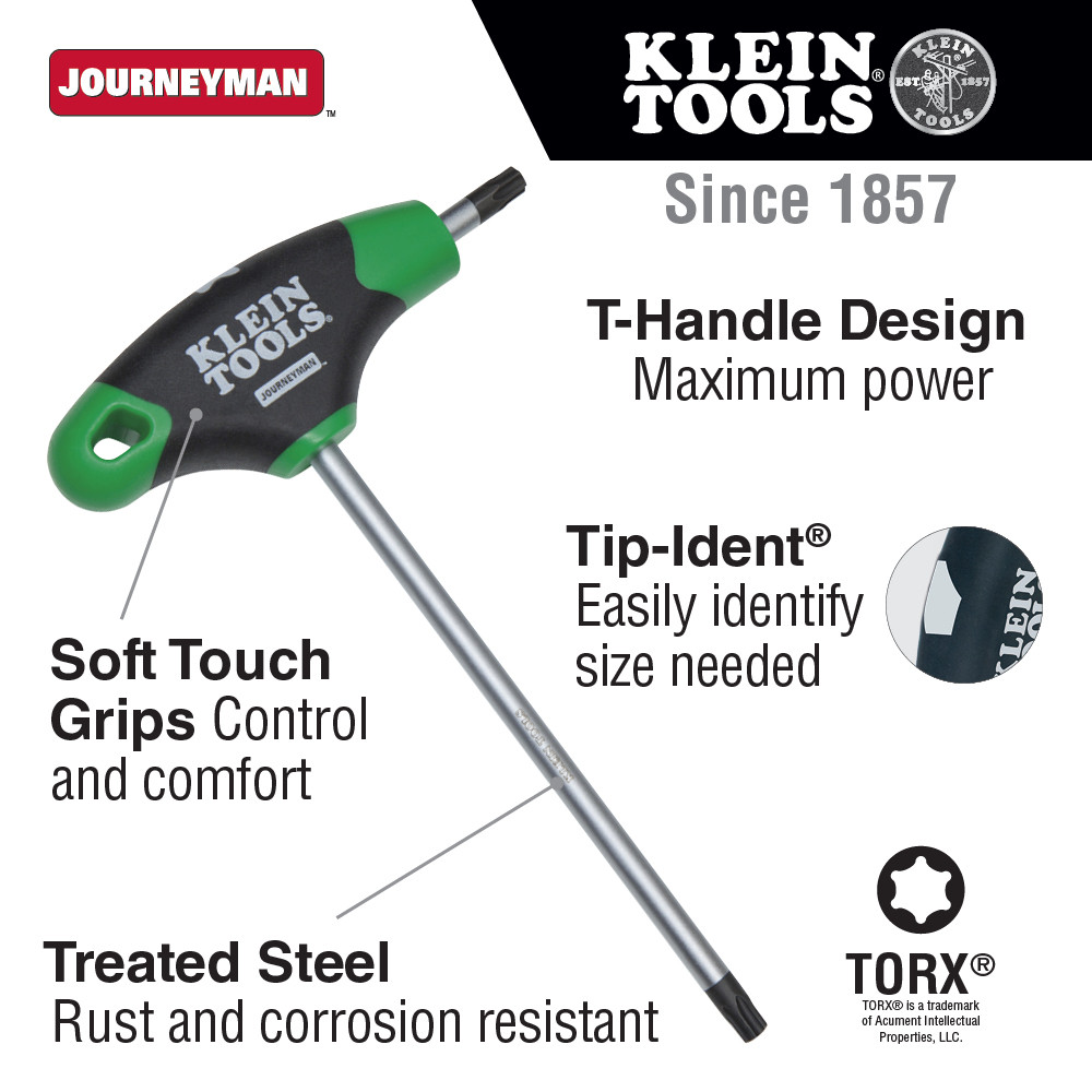 Klein Tools JTH6T40 T40 Torx Hex Key with Journeyman T-Handle, 6-Inch