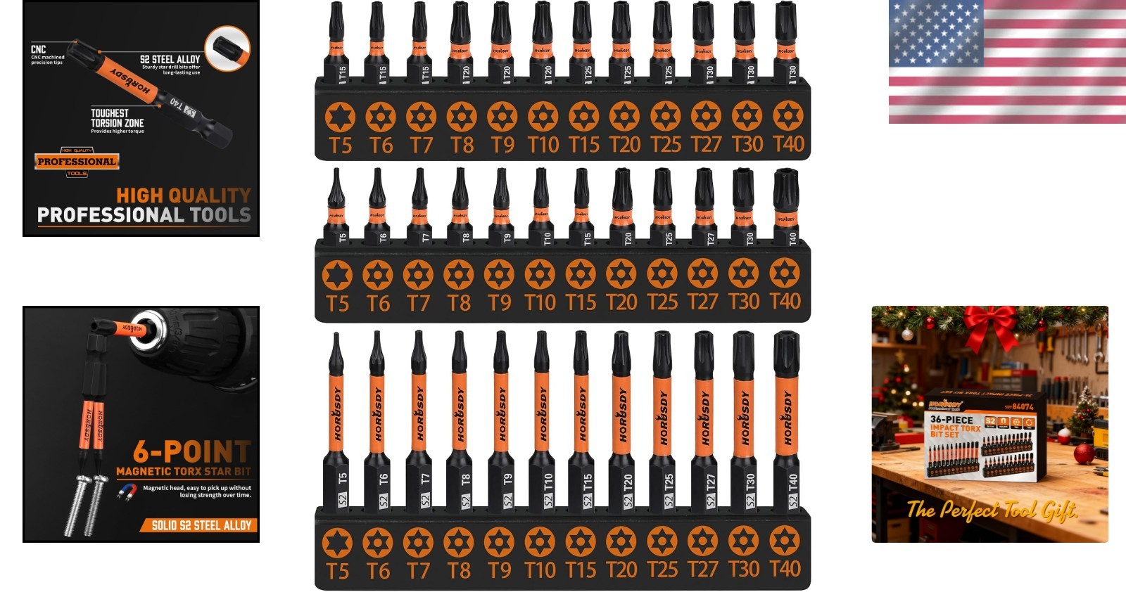 Tamper-Proof Torx Bit Set T5-T40 – S2 Steel with Secure Storage Box