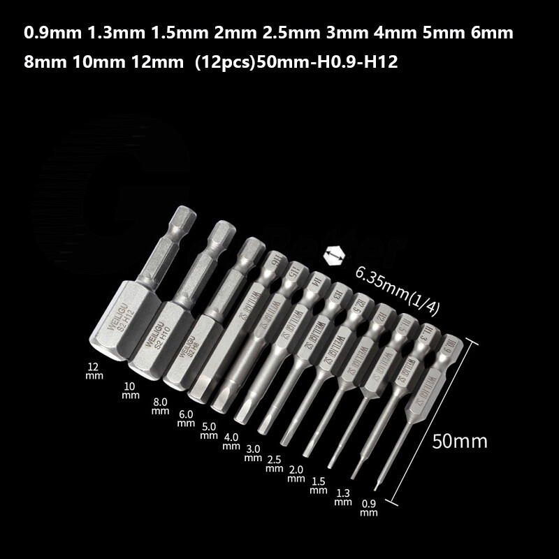 Hex Allen Key Bit Set Screwdriver Socket 50mm Long Impact Driver Drill Magnetic