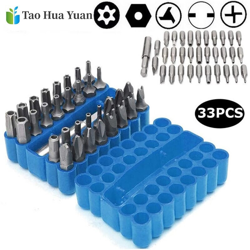 33pcs Screwdriver Tamper Bits Magnetic Hex Star Spanner Woodworking Tool Set✅✅✅