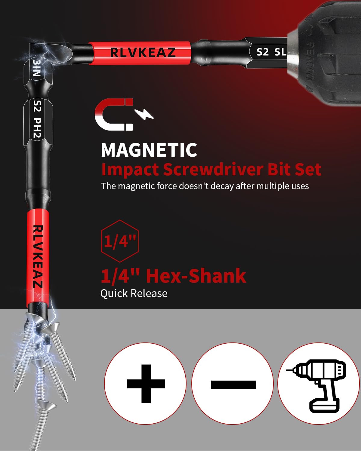 10-PCS 3″ Long Magnetic Screwdriver Bits Set: Phillips Bits #1/#2/#3 & Slotted H