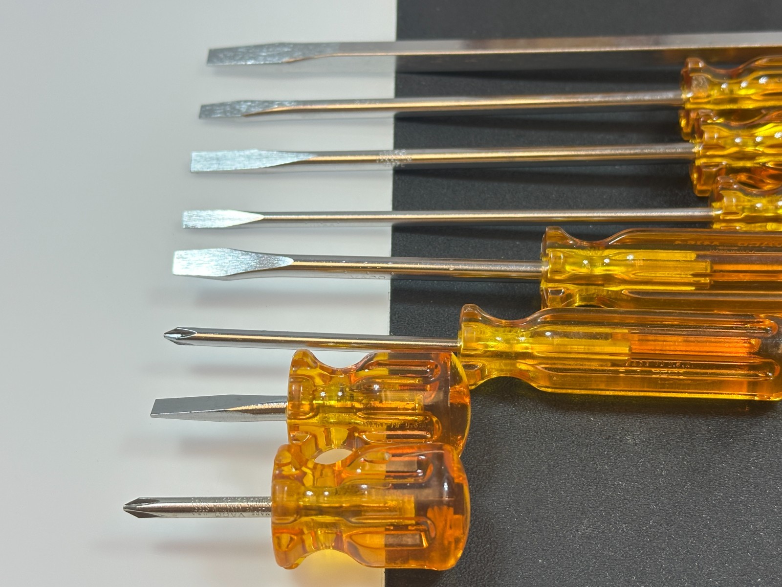 🇺🇸 VACO Tools USA 8pc Flat & Phillips Screwdriver Set, Amber Hard Handle, NOS