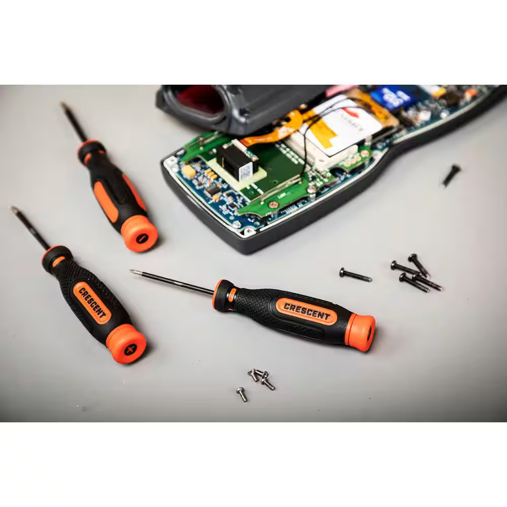 Diamond Tip Phillips and Slotted Precision Screwdriver Set with Dual Material Ha