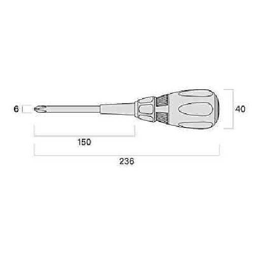 FUJIYA KUROKIN 526K-BG +2×150 Penetration Screwdriver Plastic Grip Magnetic Tip