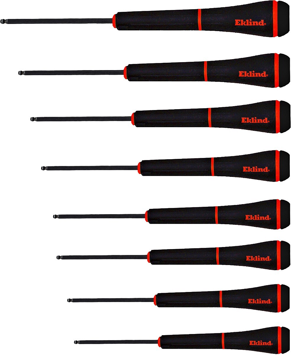 Eklind 8pc SAE Hex Screwdriver Set Ball End .050″-5/32 INCH Comfort Grip 92500