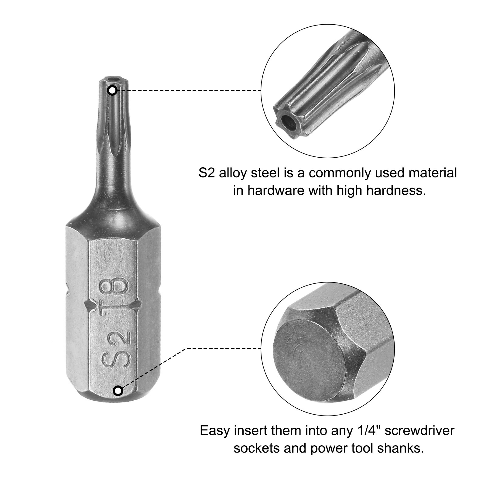 25pcs Torx Bits 1/4″ Magnetic Screwdriver T8 Screw Driver Bit S2 Alloy Steel