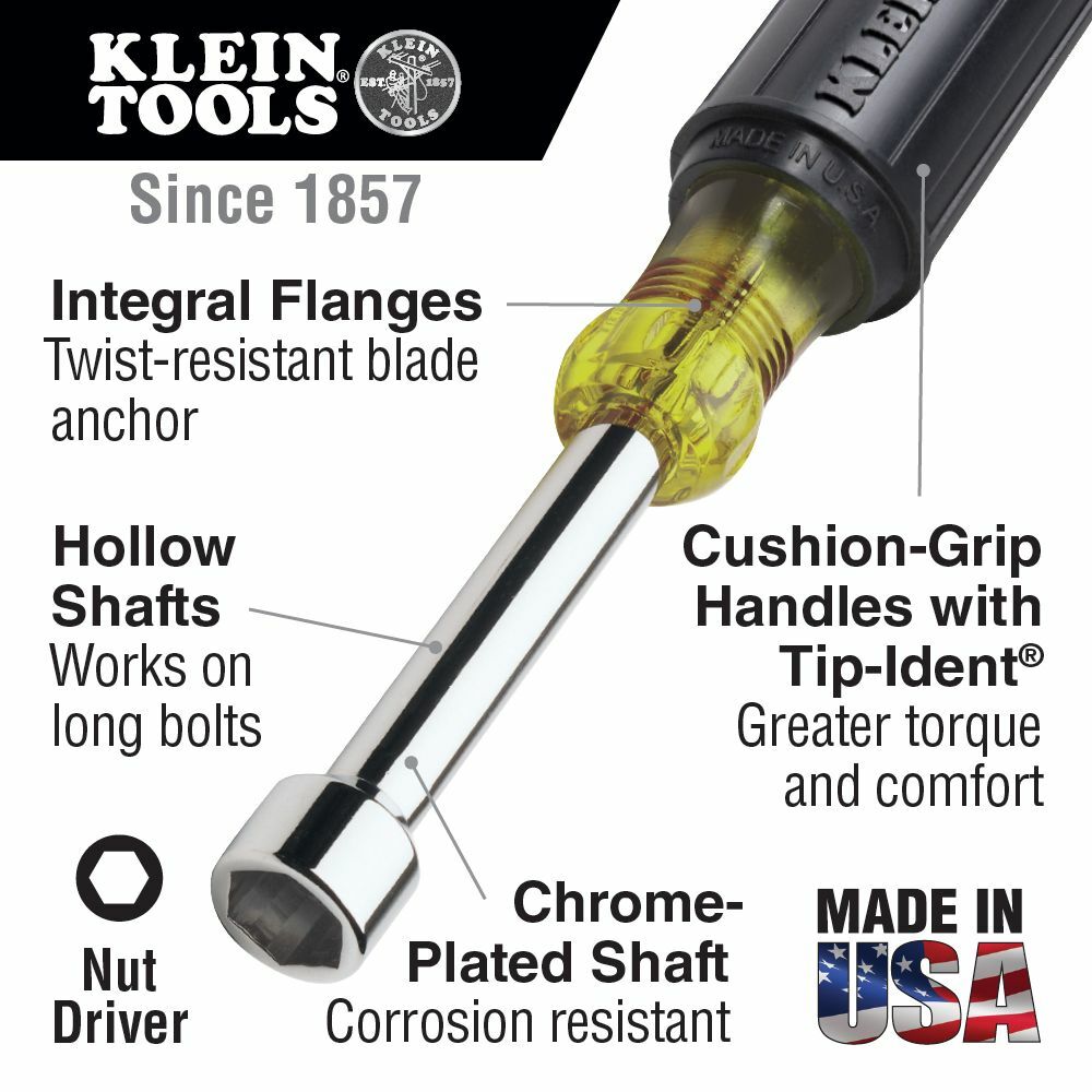 Klein Tools 631 Nut Driver Set, 3-Inch Shafts, Cushion Grip, 7-Piece