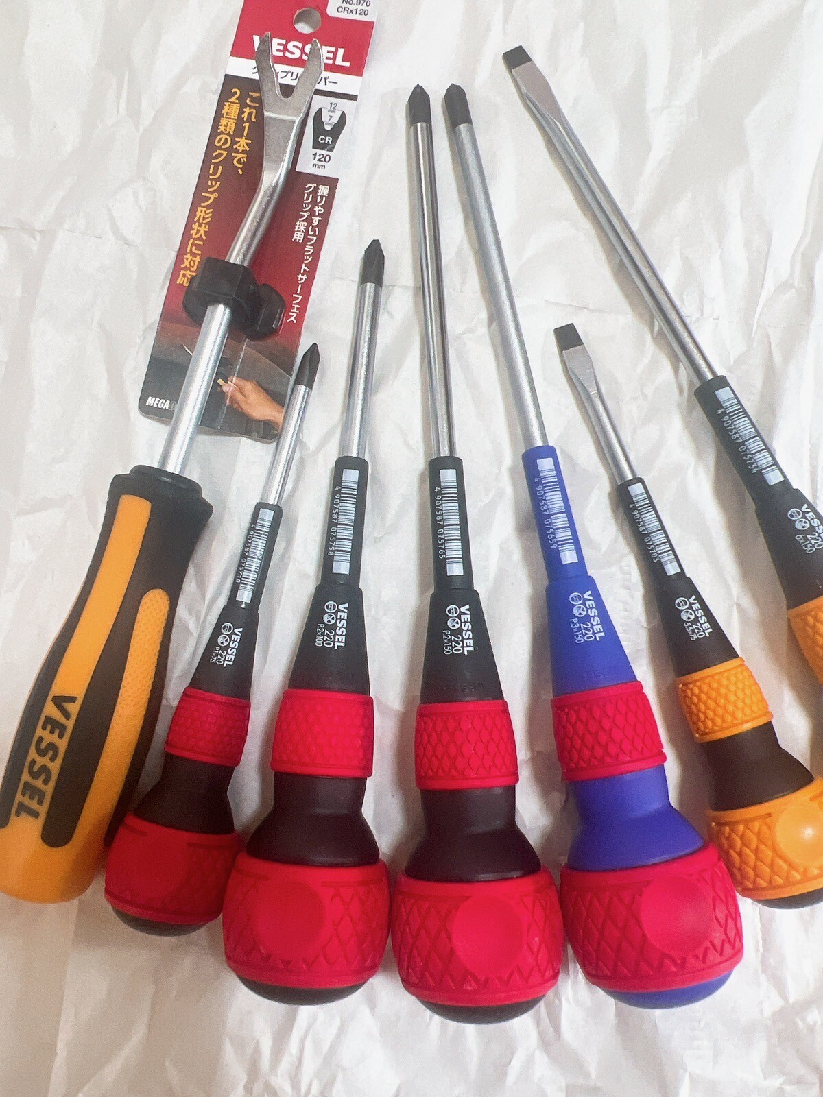 VESSEL Ball Grip Screwdriver No.220 Clip Remover CR×120 970 7-piece set JIS new