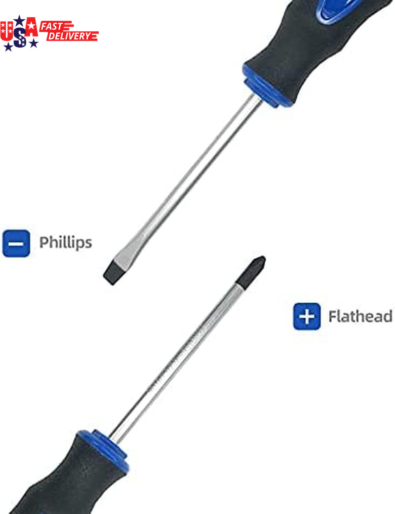 6PCS Magnetic Tip Screwdriver Set, 3 Phillips and 3 Flat, Professional Cushion G