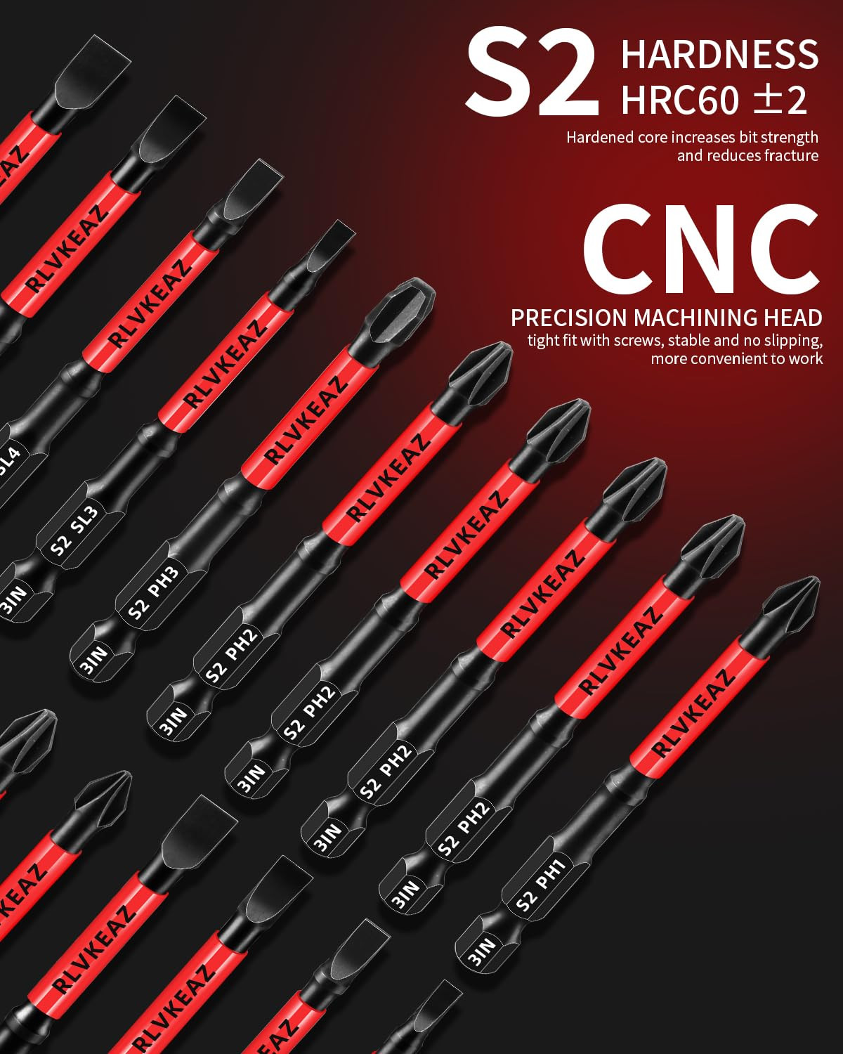 10-PCS 3″ Long Magnetic Screwdriver Bits Set: Phillips Bits #1/#2/#3 & Slotted H
