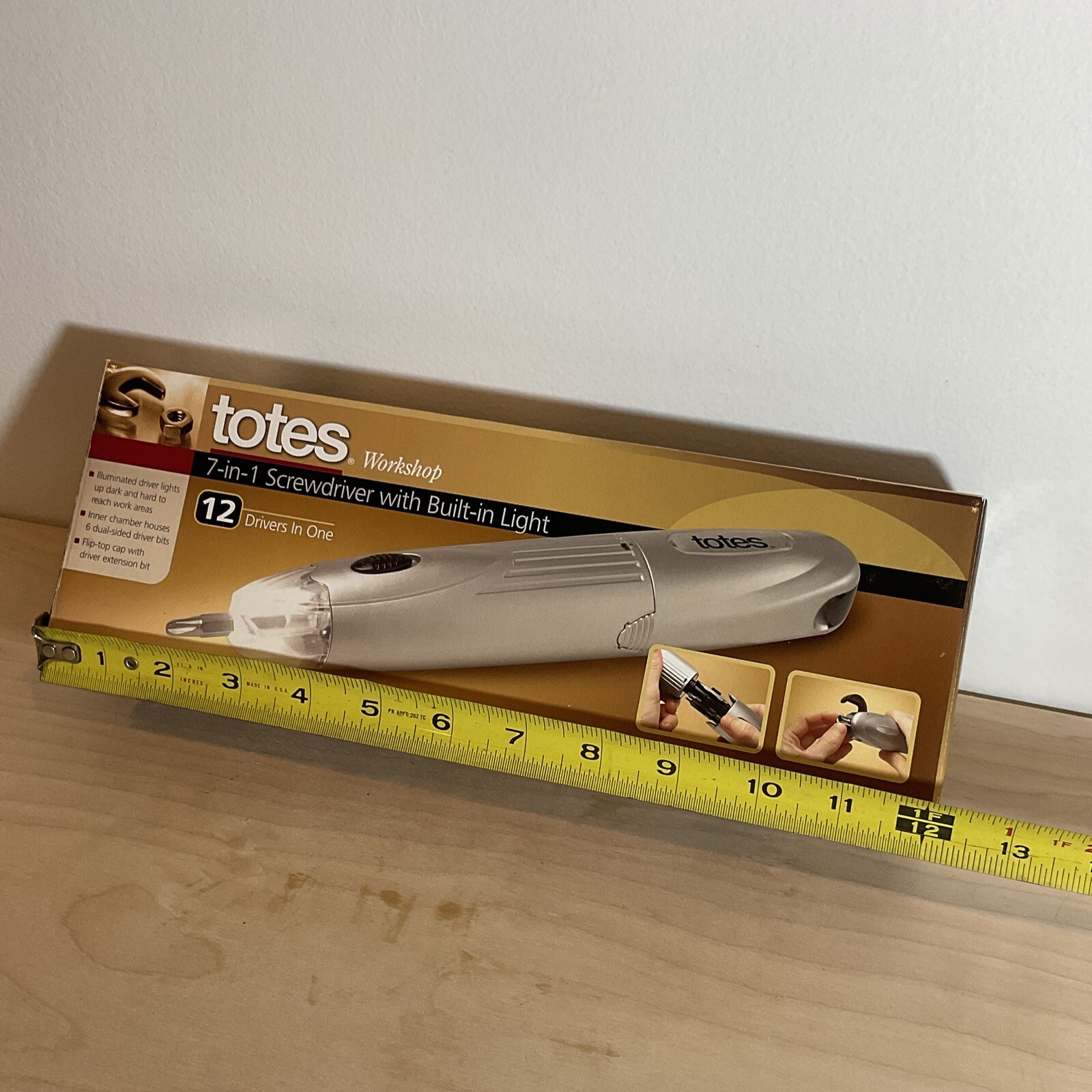 Totes Workshop 7-in-1 Screwdriver With Built-in Light (batteries NOT Included)
