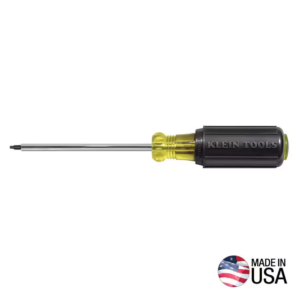 Klein Tools 661 #1 Square-Recessed Tip Screwdriver – 4″ Round-Shank