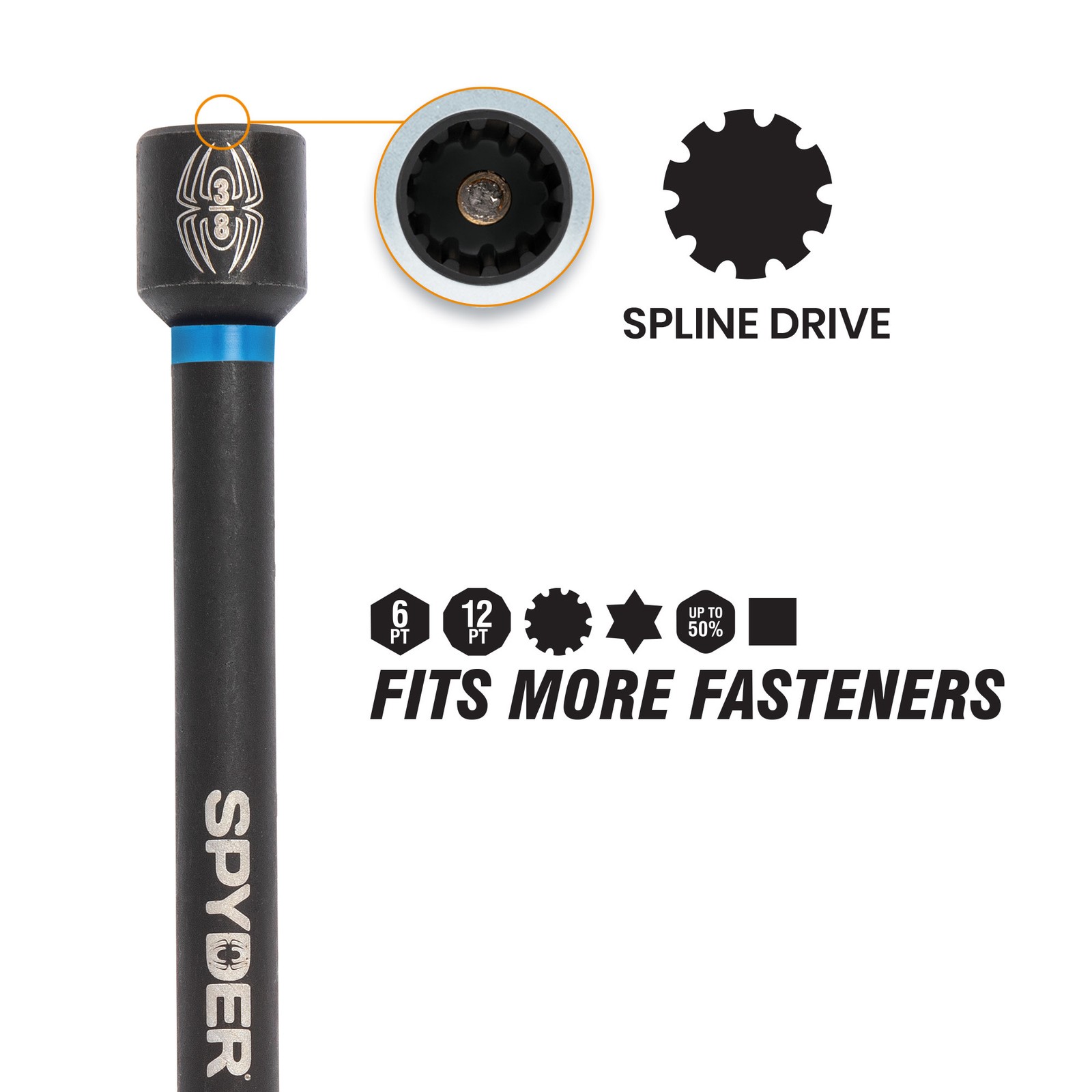 Spyder 6 pc 6 in. Magnetic Spline Drive SAE Nutsetter Set 19656