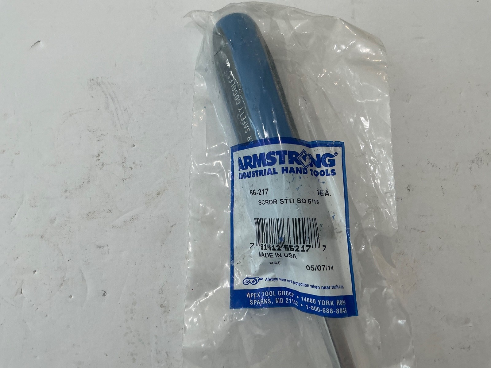 NOS Armstrong 5/16″ tip x 6″ square shaft slotted screwdriver 66-217 USA blue hd