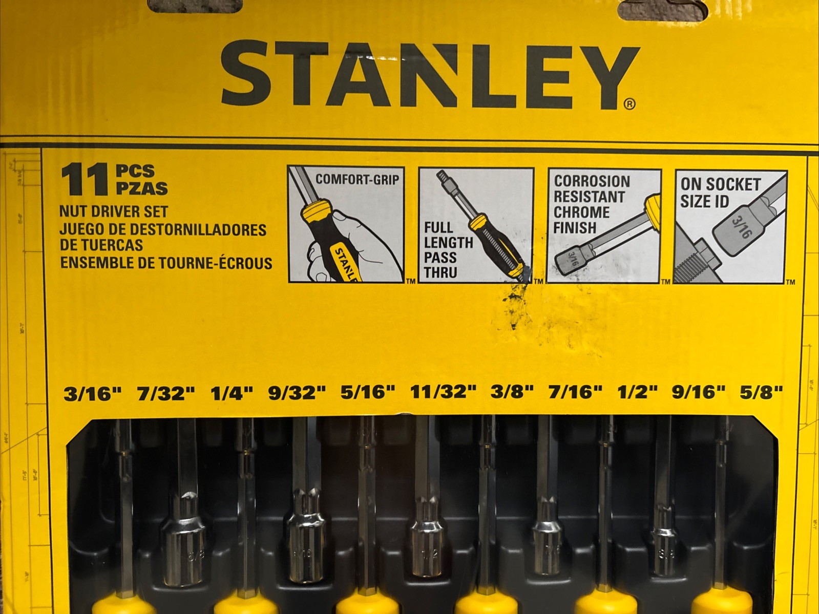 Stanley SAE 11 Piece Nut Driver Complete Set STHT60847 Tools Hardware New In Box