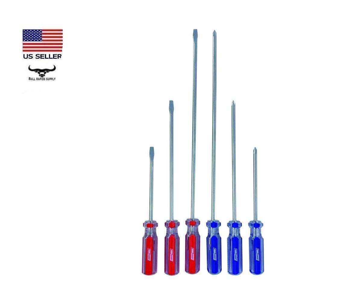 3″, 5″, & 8″ Slotted & Phillips 6 Piece Screwdriver Set Carbon Steel PVC Handles