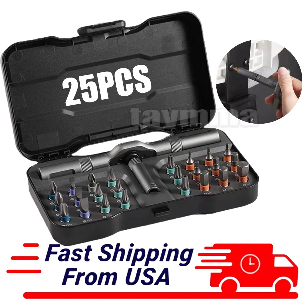 25PCS 24 in 1 Magnetic Screwdriver Head Set PC Phone Electronics Repair Tool NEW