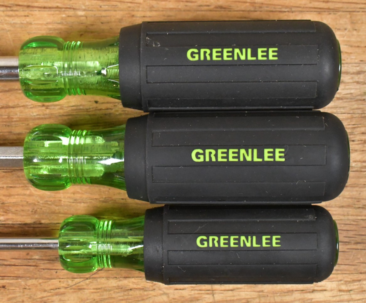 3x GREENLEE Drivers Flat Slotted + Nut Driver 0153-22C 0153-11C 0253-16C