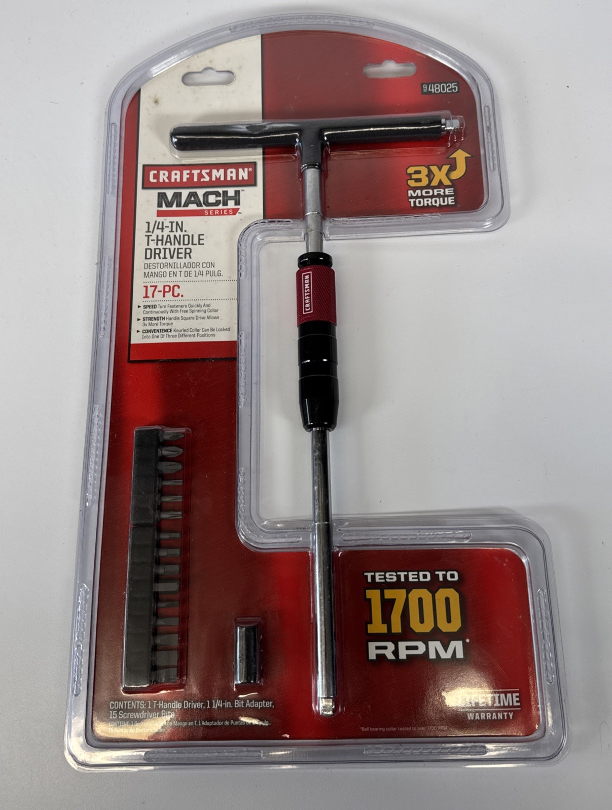 CRAFTSMAN 17 PC. T-HANDLE DRIVER + BITS SET 1/4″ DRIVE MACH SERIES 948025
