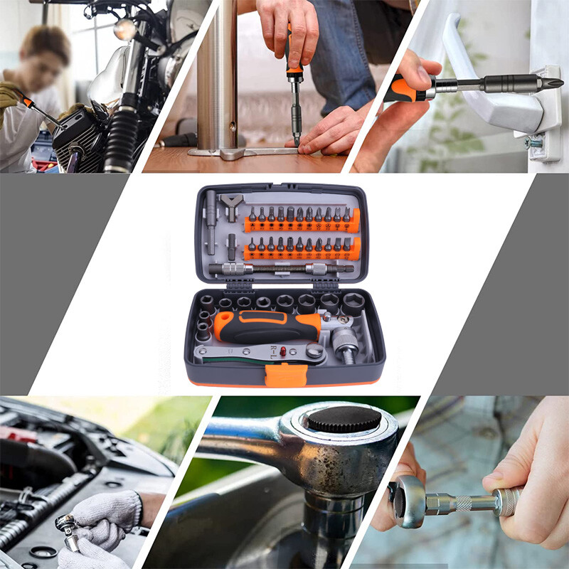 38Pcs Mini Ratchet Screwdriver Multi Tool Bits Set 1/4″ Drive Socket Wrench Kit