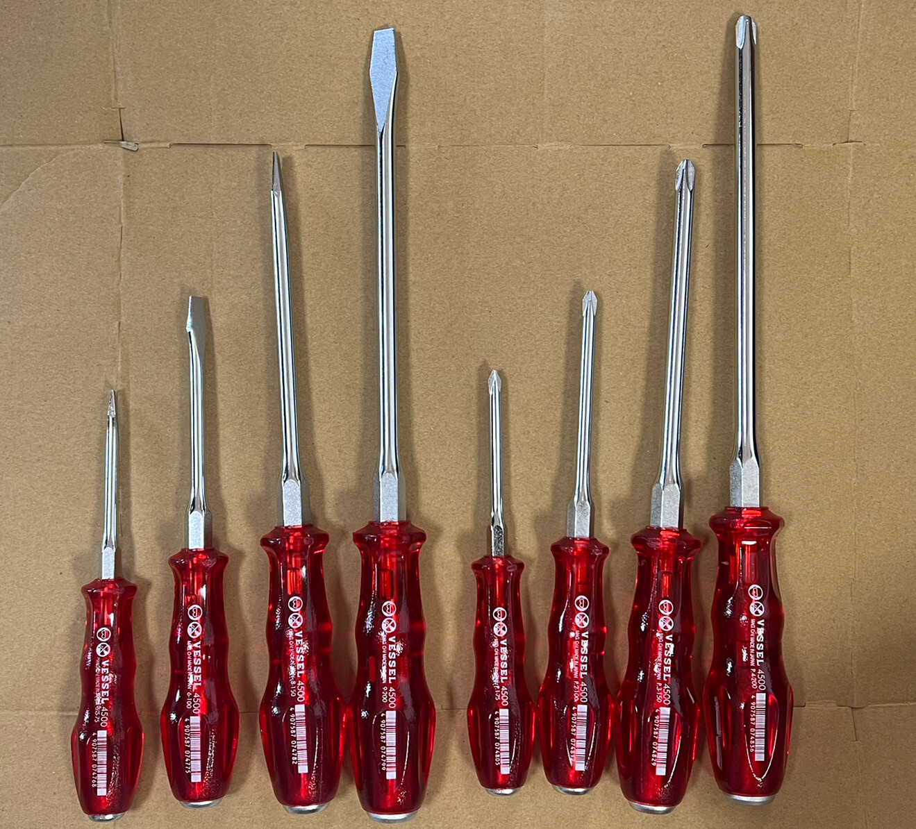 VESSEL 4500 screwdriver 8-piece set Phillips slotted head JIS power grip Japan