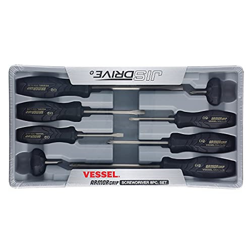 VESSEL ARMOR GRIP Screwdriver 8PC. Set JISDRIVE No.550A8PTU