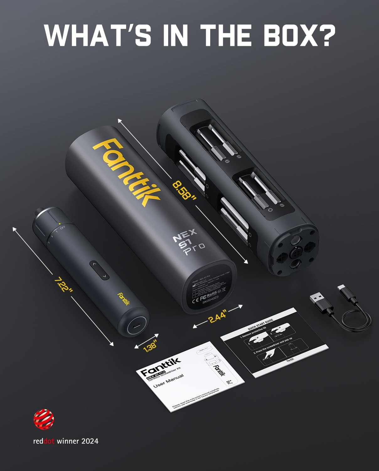 Fanttik S1 Pro Electric Screwdriver, Power Screwdriver with16 S2 Steel Bits, …