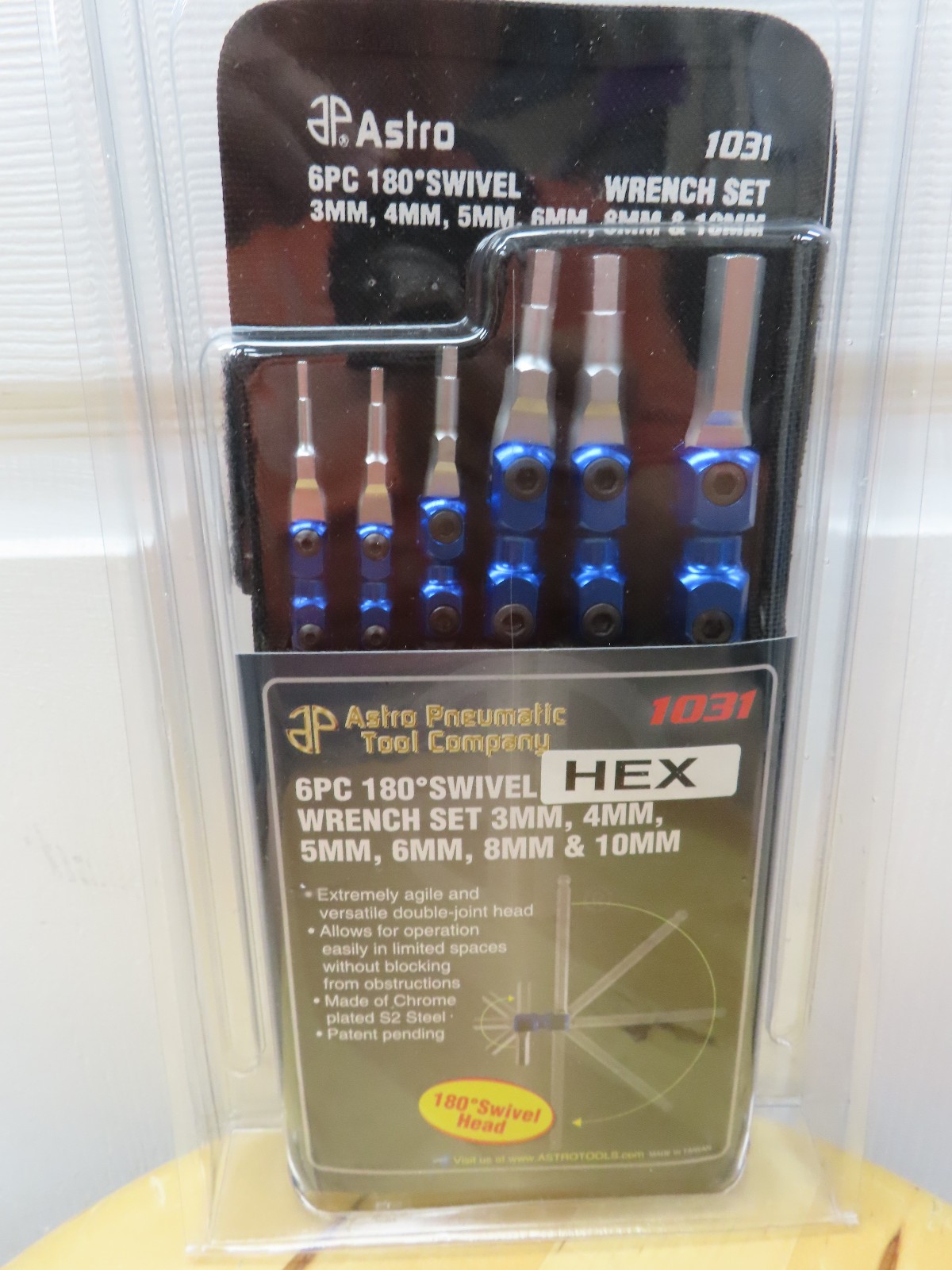 Astro Pneumatic (#1031) 6 Piece 180 Degree Swivel Hex (3-10mm) Wrench Set-Taiwan