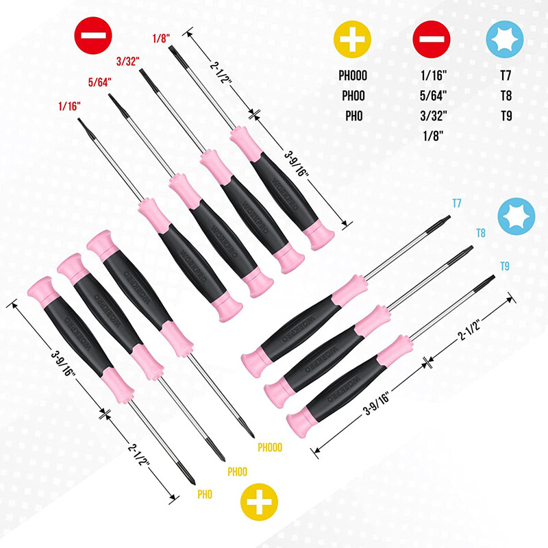 WORKPRO 10PCS Precision Screwdriver Set Phillips Slotted Torx Star Screwdrivers