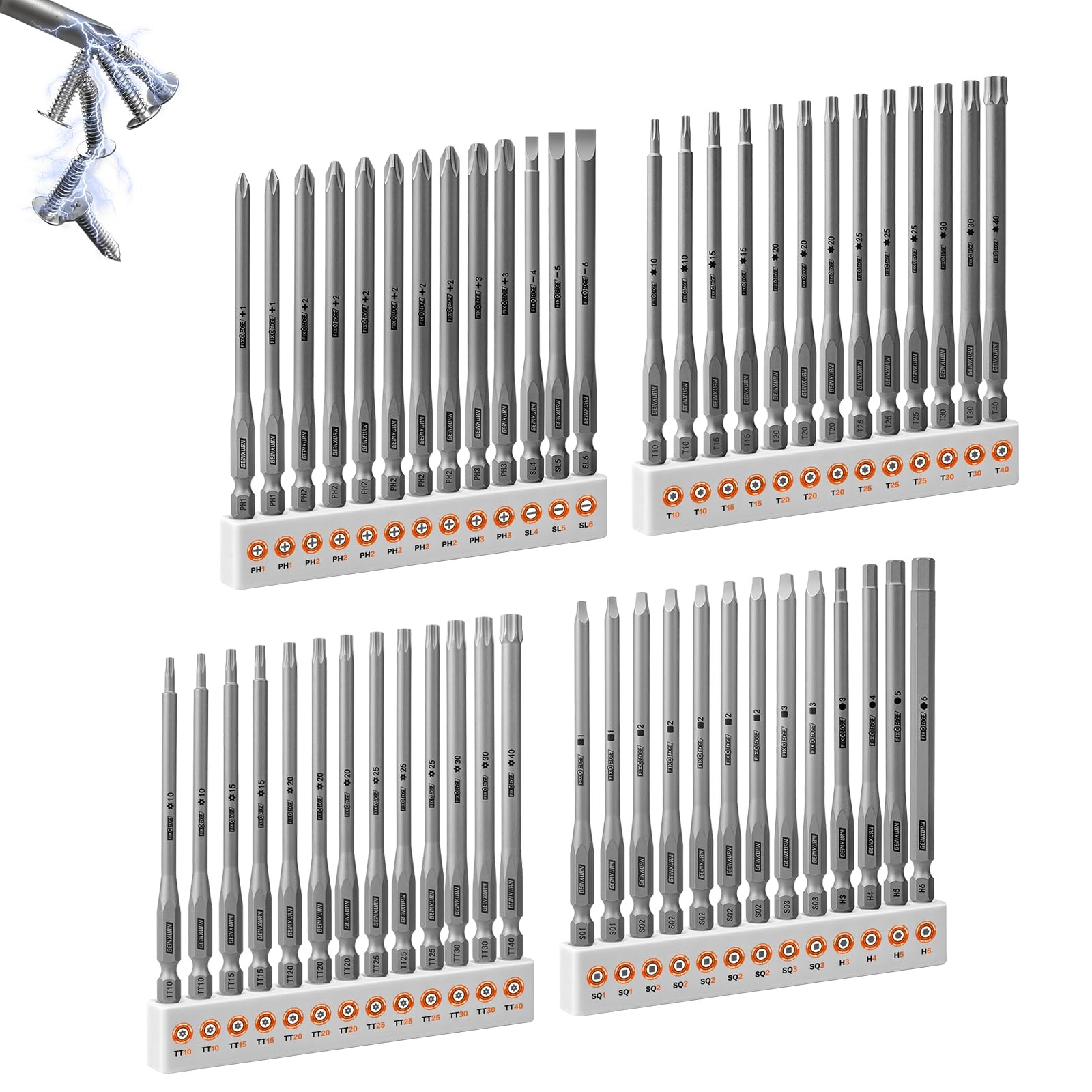52Pieces Fixedge Screwdriver bit set, 4 inches Magnetic Alloy Steel Phillips/…