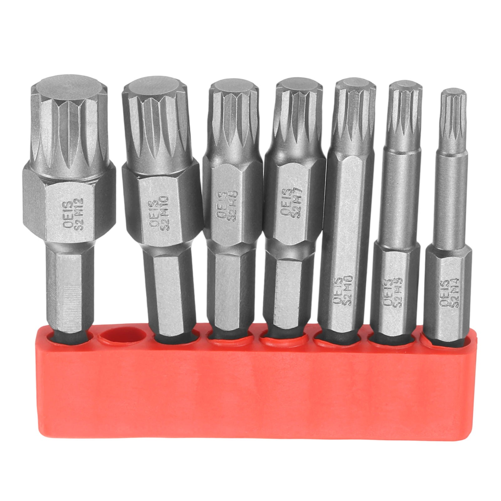 7Pcs, M4/M5/M6/M7/M8/M10/M12 Triple Square Spline Bit 1/4″ Hex Shank Magnetic